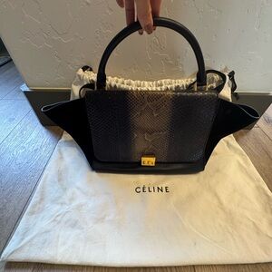 Celine Python Trapeze Bag with shoulder strap